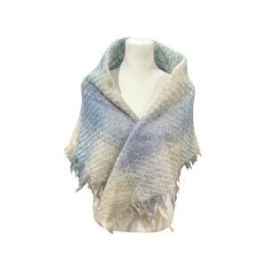 Avoca Handweavers Cozy Shawl Wrap Small Lap Blanket Blue Wool 36" Square Ireland